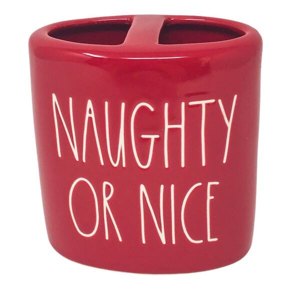 Rae Dunn NEW Naughty or Nice Red Christmas Toothbrush Holder - Picture 1 of 6
